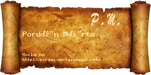 Pordán Márta névjegykártya